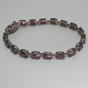 Sterling Silver and Multi Ruby Link Tennis Bracelet